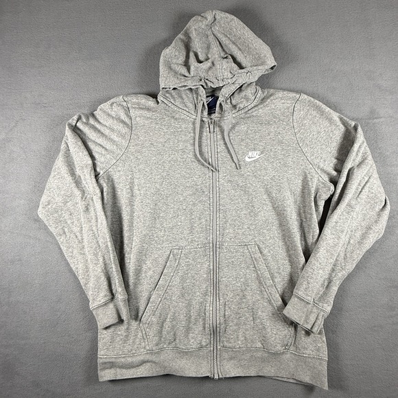 Nike Other - Nike Sweater Mens Size XL Gray Swoosh Full Zip Up Hoodie Sweatshirt